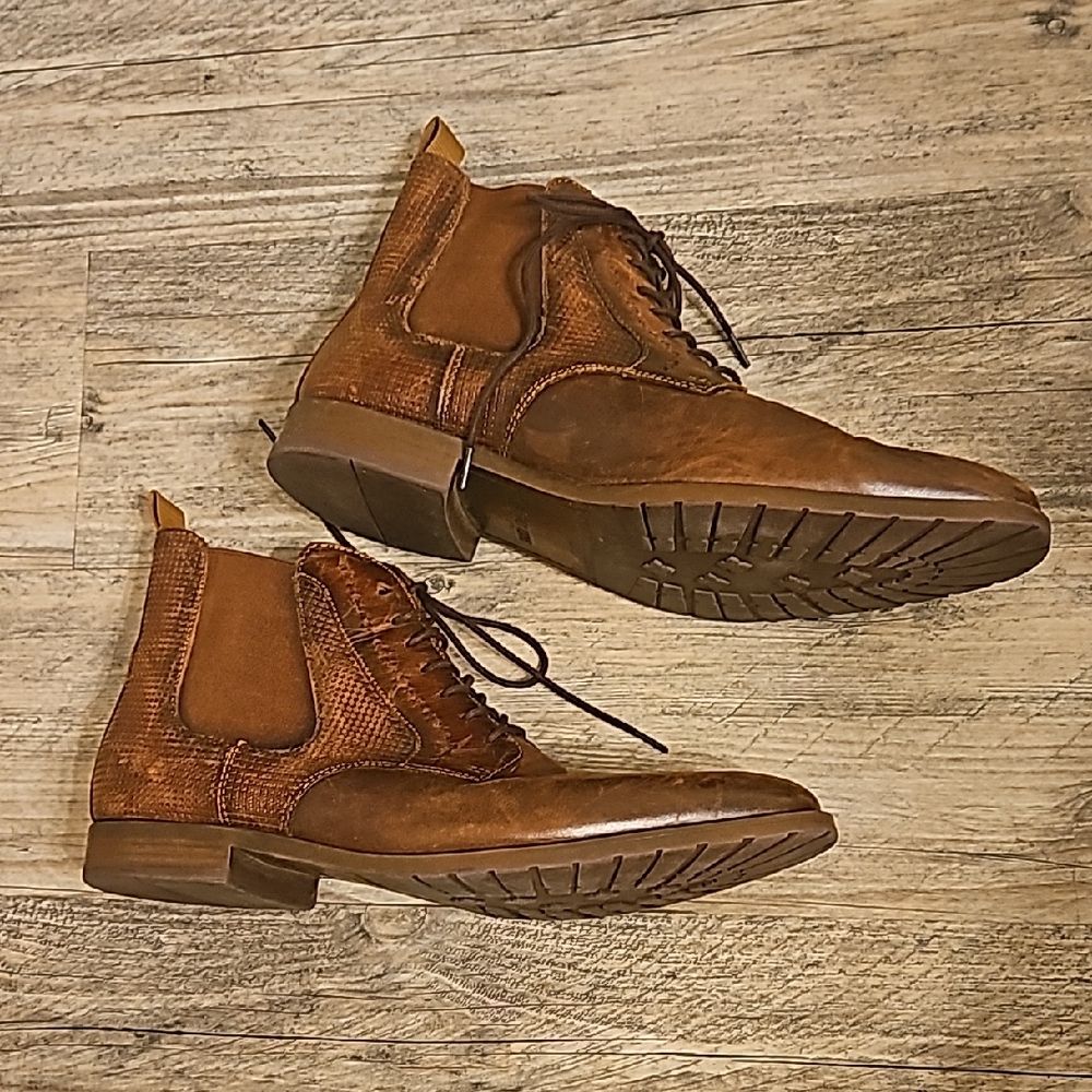 Stacy Adams Brown Leather Lace-Up Boots